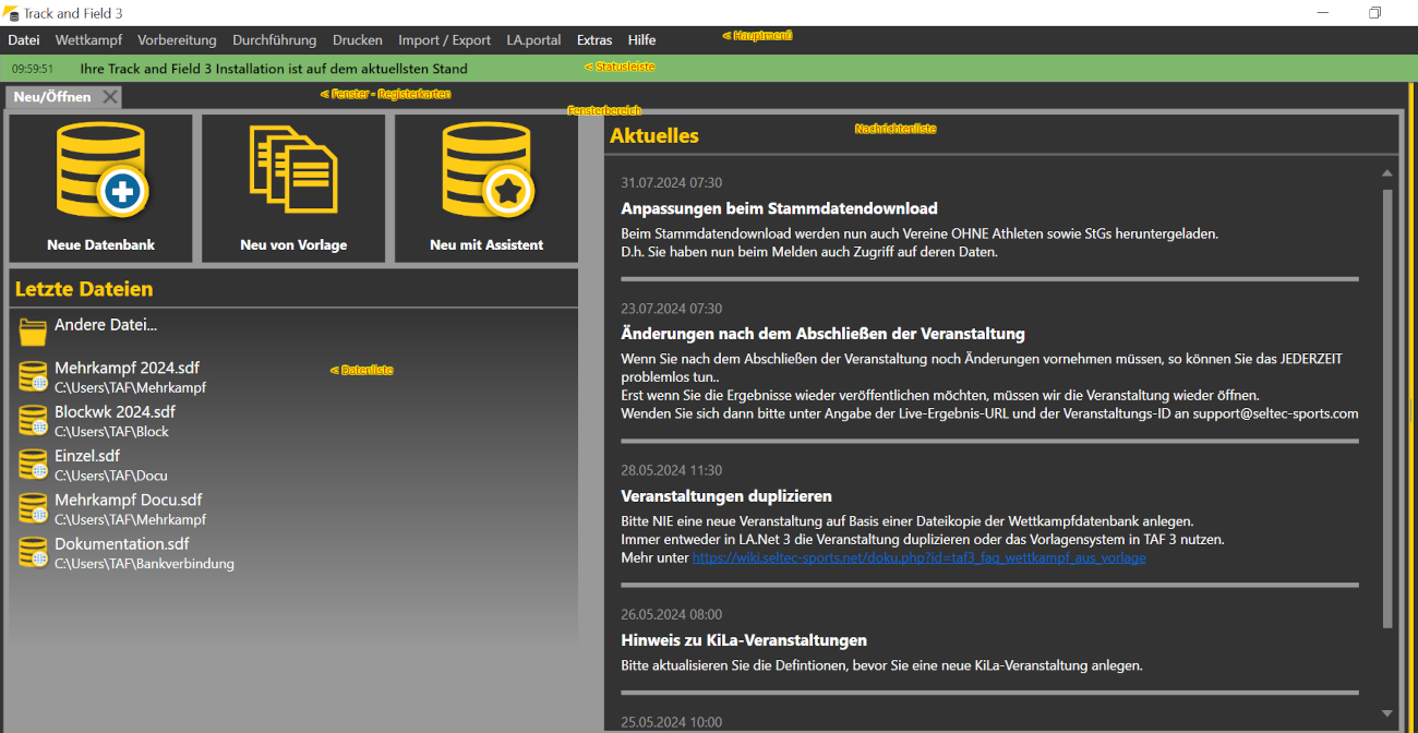 Startfenster von Seltec 